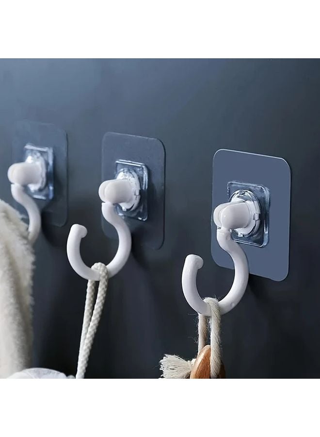 خطافات دوارة ذاتية اللصق ثقيلة التحمل 4 قطع، منظف مساحات دوار 360 درجة، أبيض - Image 4