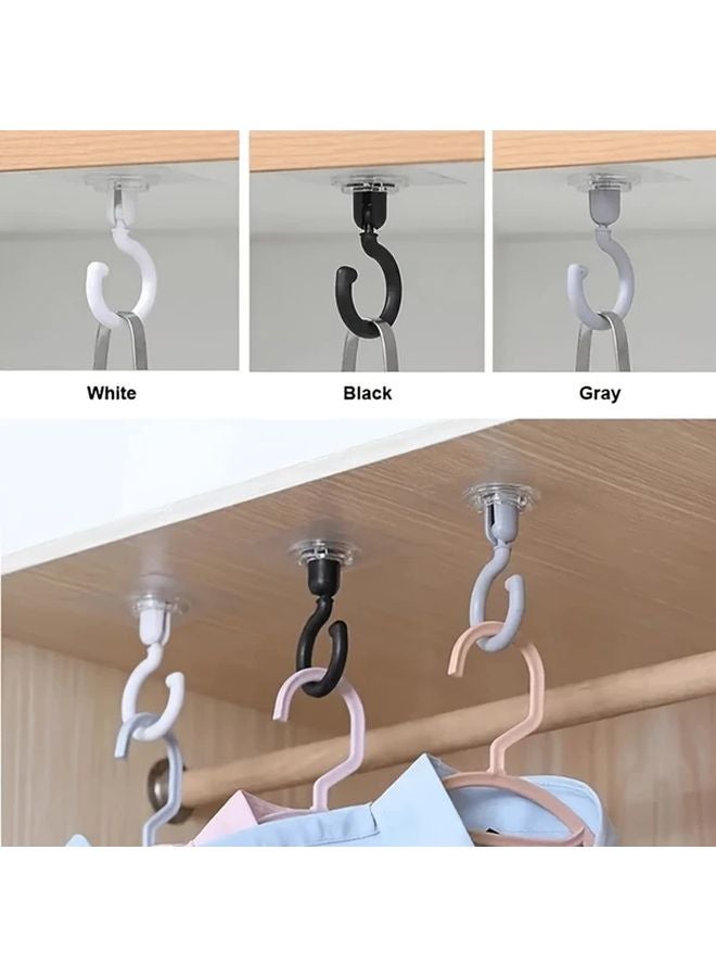 خطافات دوارة ذاتية اللصق ثقيلة التحمل 4 قطع، منظف مساحات دوار 360 درجة، أبيض - Image 2