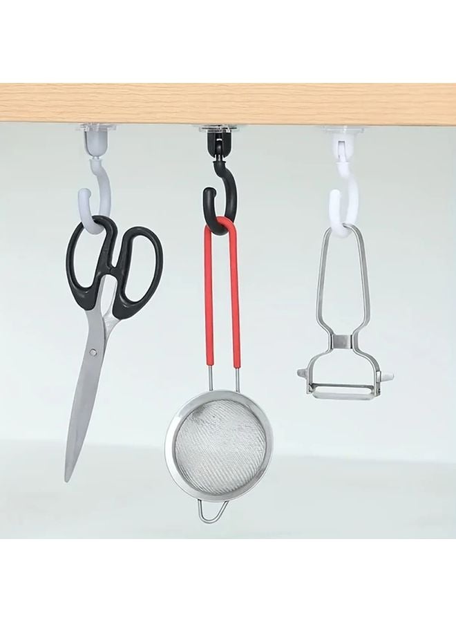 خطافات دوارة ذاتية اللصق ثقيلة التحمل 4 قطع، منظف مساحات دوار 360 درجة، أبيض - Image 5