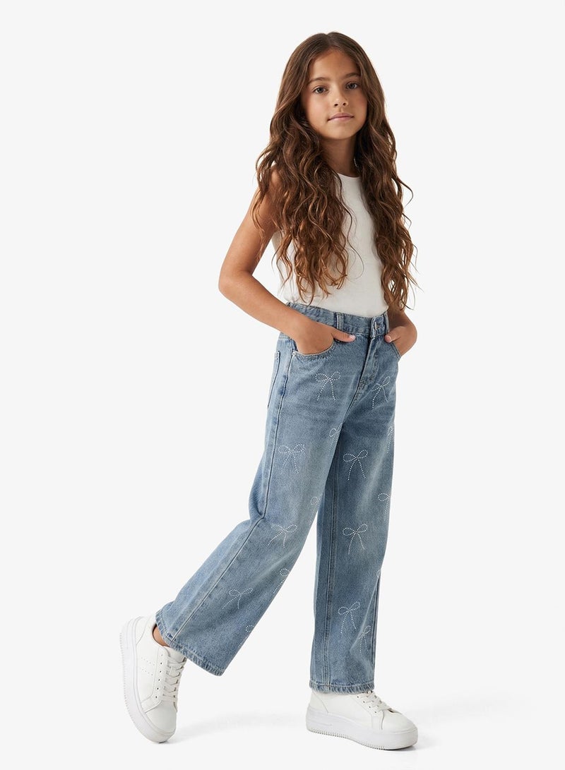 Pinata Bow Printed Girls' Jeans - Image 1