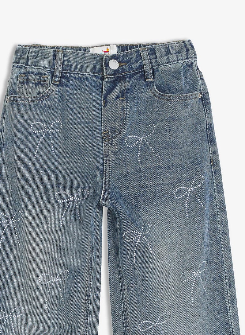 Pinata Bow Printed Girls' Jeans - Image 4