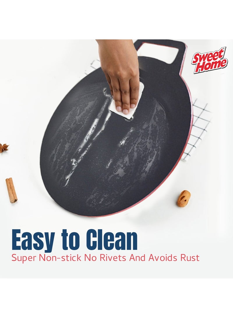 Sweet Home Nonstick Flat Crepe Pan 40cm, Durable Aluminum Griddle for Perfect Pancakes, Dosas, and Tortillas, Even Heat Distribution, PFOA-Free Cookware for Induction, Gas, and Electric Stoves - Image 5