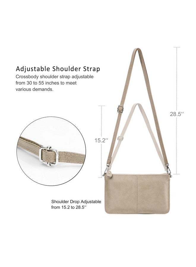 بيفن محفظة صغيرة من الجلد الطبيعي من بيفين، حقيبة كتف صغيرة، حقيبة كروس بودي للنساء، سحاب فضي - بيج فاتح عتيق - Image 3