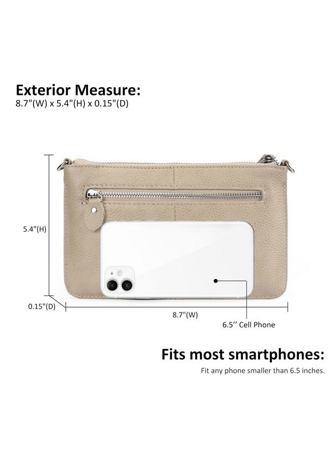 بيفن محفظة صغيرة من الجلد الطبيعي من بيفين، حقيبة كتف صغيرة، حقيبة كروس بودي للنساء، سحاب فضي - بيج فاتح عتيق - Image 2