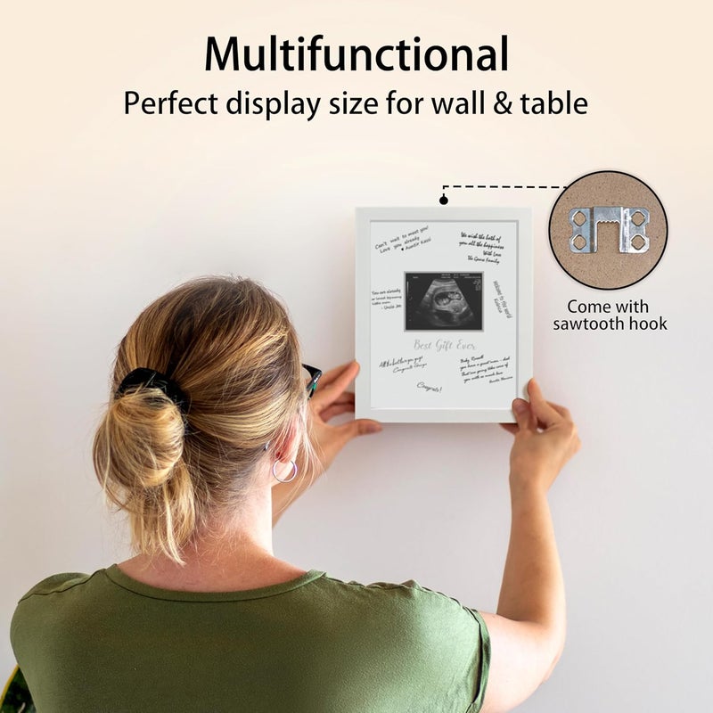HAMUIERS Sonogram Signature Frame Guest Book Ultrasound Picture Keepsake Frame Baby Shower Guest Book Alternatives Gift for Expecting Moms White - Image 5