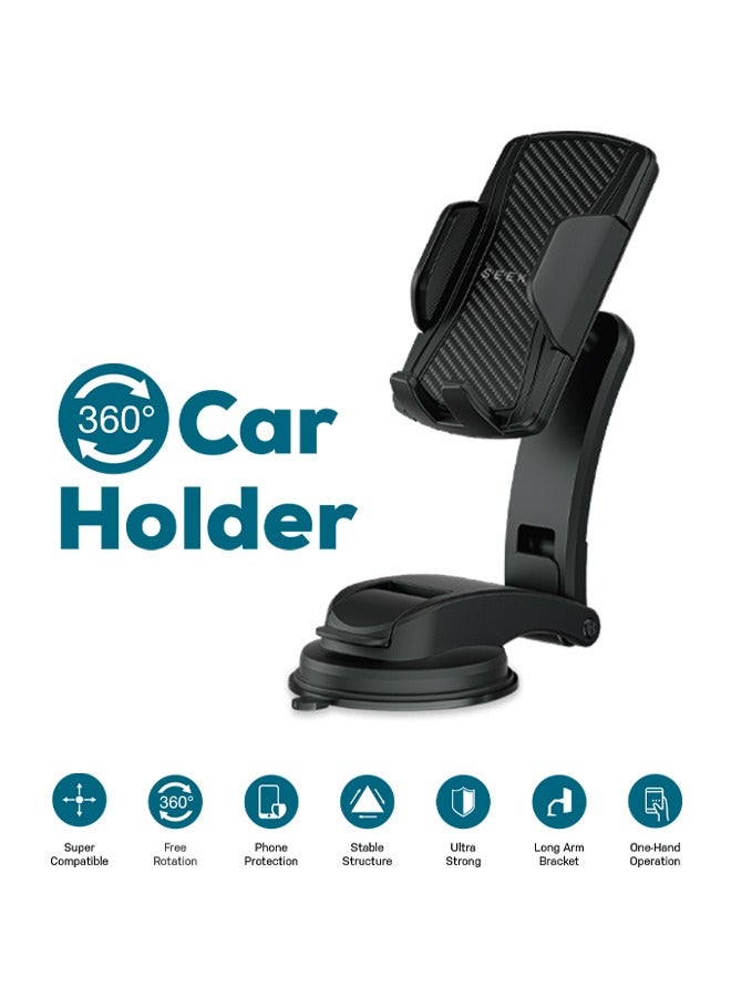 SEEKEN Ultra Stable Car Phone Holder for Dashboard/Windshield - Black | Vehicle Mount | Hands-Free | Magnetic Holder | Fast Charging | Premium Design | High-Quality. - Image 2