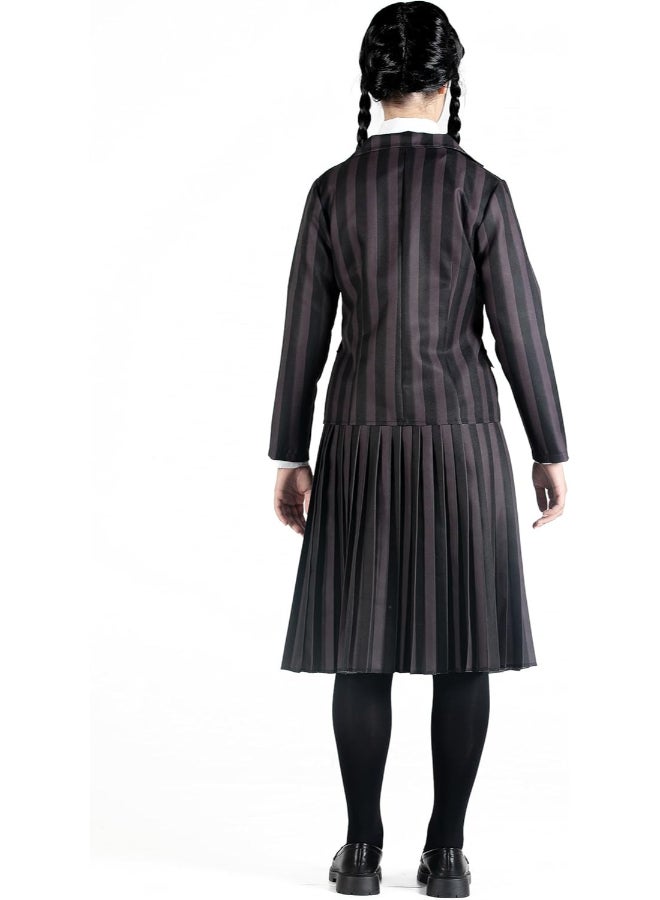 Ciao زي أكاديمية نيفرمور لويليام أدامز مع باروكة S - 5-7 سنوات | زي تنكري قوطي للأطفال | جاكيت وويليام أدامز، تنورة وباروكة - Image 4