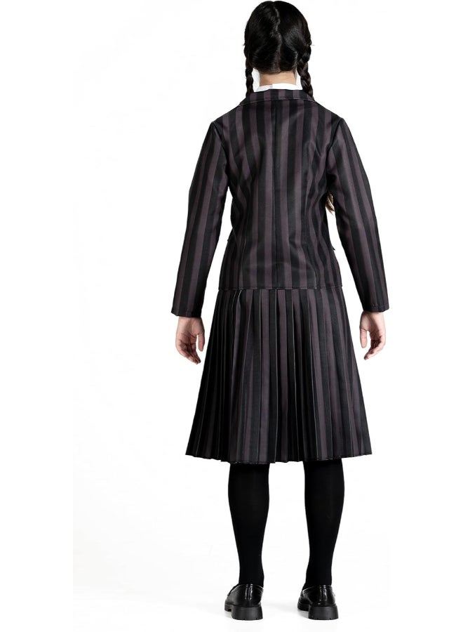 Ciao زي أكاديمية نيفرمور لويليام أدامز مع باروكة S - 5-7 سنوات | زي تنكري قوطي للأطفال | جاكيت وويليام أدامز، تنورة وباروكة - Image 3