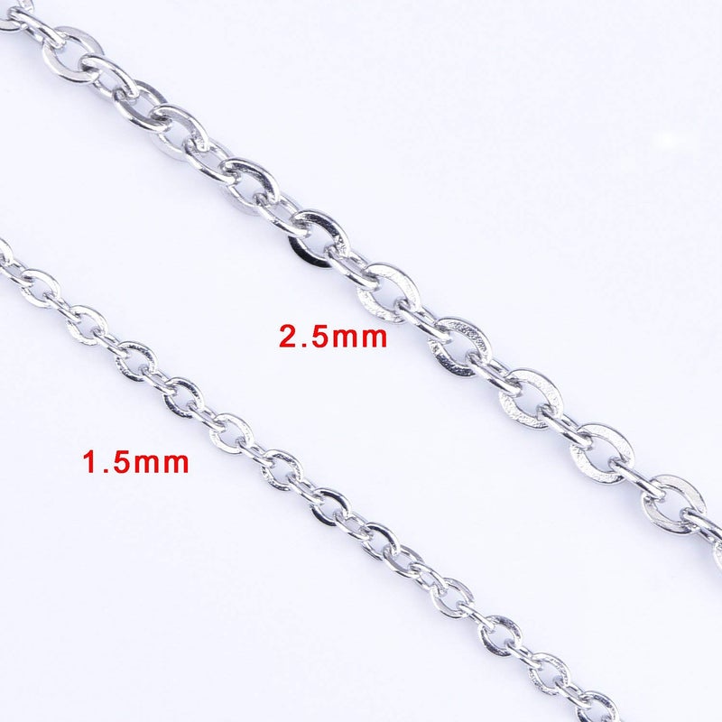 Outus 33 Feet Necklace Chains Stainless Steel DIY Link Chain Necklaces with 20 Lobster Clasps and 30 Jump Rings for Jewelry Making(1.5 mm Wide) - Image 5