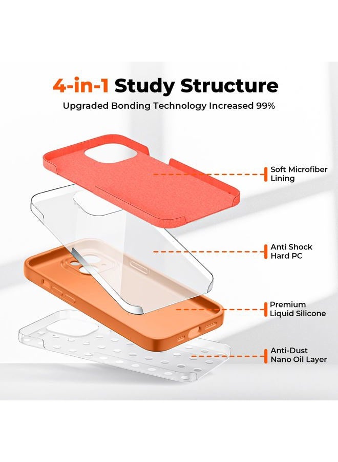 SUPFINE Designed for iPhone 13 Case,Premium Liquid Silicone with [Soft Anti-Scratch Microfiber Lining][Upgraded Camera Protection] Slim Shockproof Protective Phone Case for Men Women Girls,Orange - Image 3