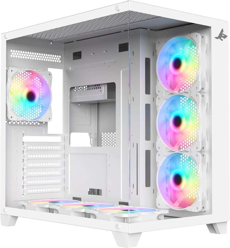 SHARX CASE PROFIN ATX Min-Tower Gaming PC Case (XI700W), With 7X 120mm Pre-Installed ARGB Fans, and Controller, Tempered Glass, I/O Ports Type C*1 Dongle / USB3.0 * 1 / USB2.0 * 2,Black. - Image 2