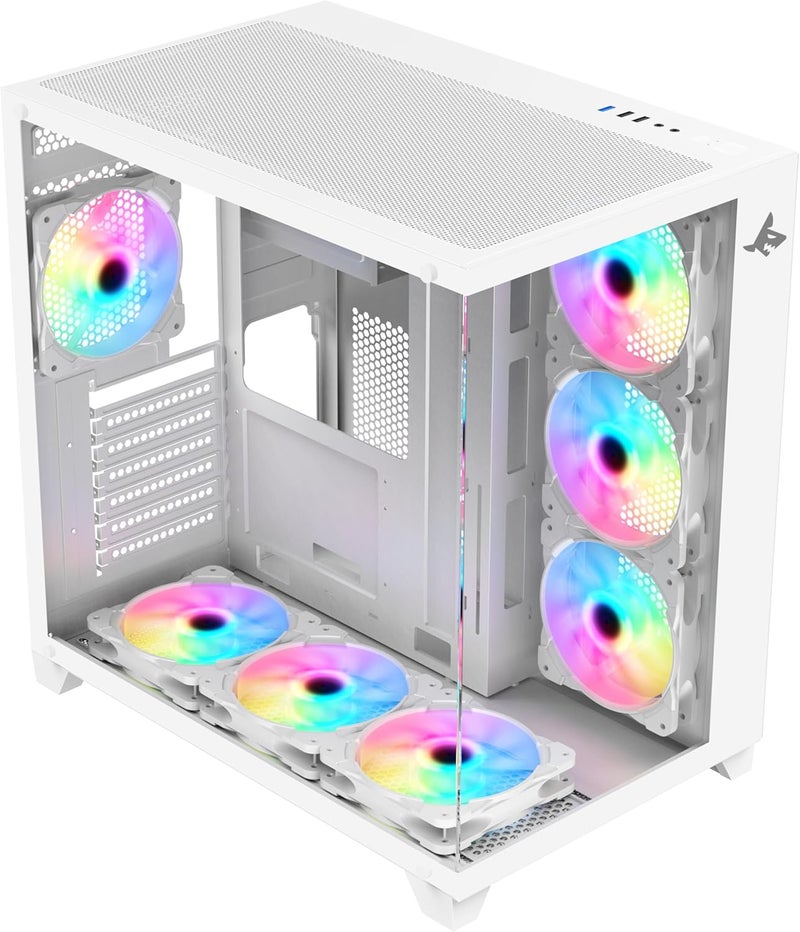 SHARX CASE PROFIN ATX Min-Tower Gaming PC Case (XI700W), With 7X 120mm Pre-Installed ARGB Fans, and Controller, Tempered Glass, I/O Ports Type C*1 Dongle / USB3.0 * 1 / USB2.0 * 2,Black. - Image 1