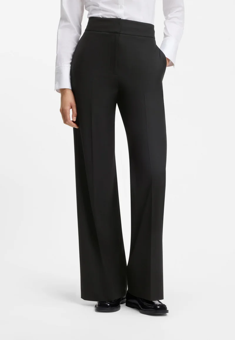 هوجو Wide-leg regular-fit trousers in stretch fabric