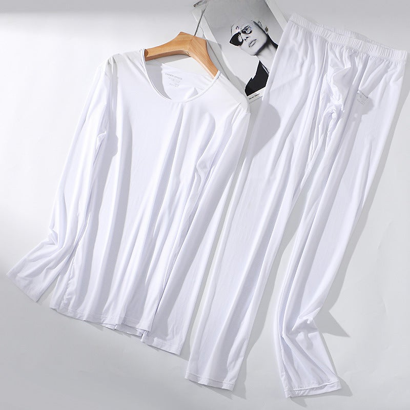 Mens Slim-Fit Thermal Underwear Set Autumn Winter Quick-Dry White  - Image 5