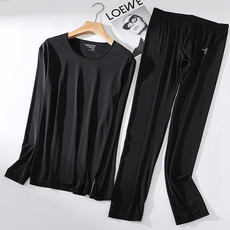 Mens Slim-Fit Thermal Underwear Set Autumn Winter Quick-Dry White  - Image 2