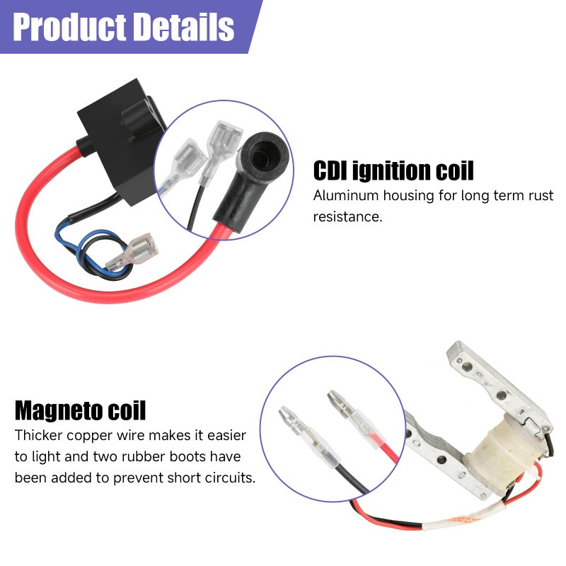 CILOYU Motorized Bike Carburetor Replacement for 80cc 100cc 49cc 50cc 66cc 2 Stroke Engine Motorized Bicycle Gas Motor Parts with CDI Ignition Coil Magneto Coil Kit - Image 5
