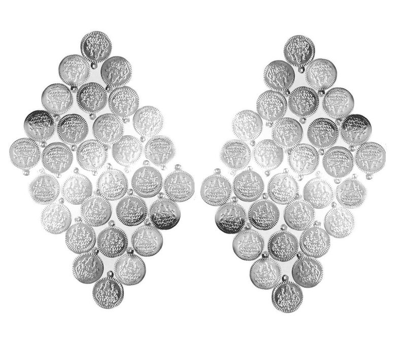 Vama Fashions White Laxmi Lakshmi Kasu Coin for Jewellery Making Embroidery aari Work & Pooja (Small Silver laxmi Coins 108) - Image 1