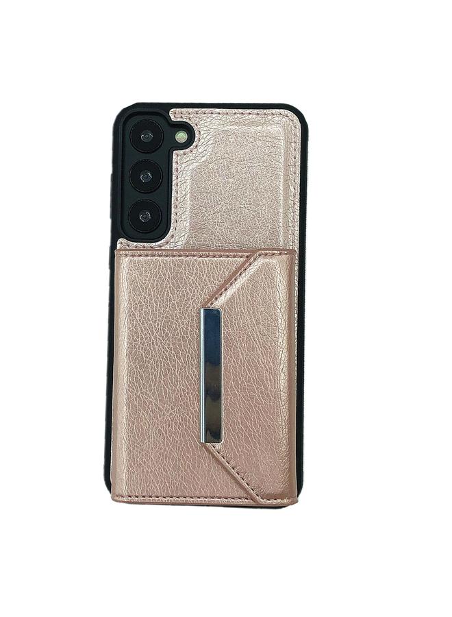 اس-توب جراب لهاتف Samsung Galaxy S21 5G بلون سادة مع مشبك معدني وفتحات للبطاقات وحقيبة هاتف - Image 2