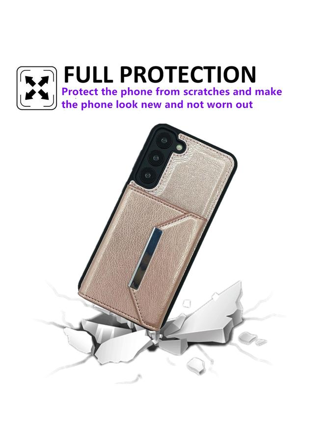 اس-توب جراب لهاتف Samsung Galaxy S21 5G بلون سادة مع مشبك معدني وفتحات للبطاقات وحقيبة هاتف - Image 5