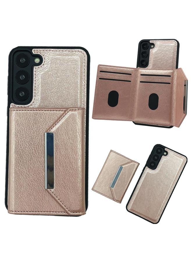 اس-توب جراب لهاتف Samsung Galaxy S21 5G بلون سادة مع مشبك معدني وفتحات للبطاقات وحقيبة هاتف - Image 1