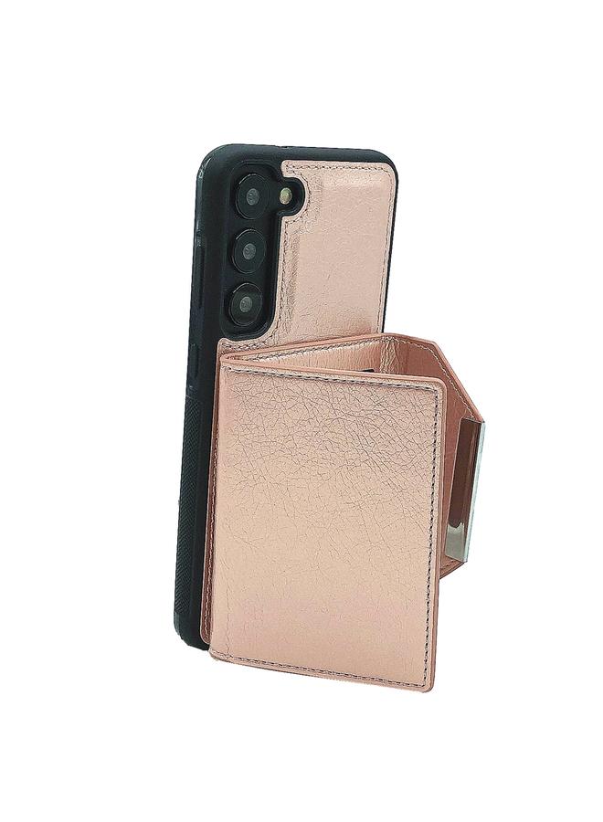 اس-توب جراب لهاتف Samsung Galaxy S21 5G بلون سادة مع مشبك معدني وفتحات للبطاقات وحقيبة هاتف - Image 4