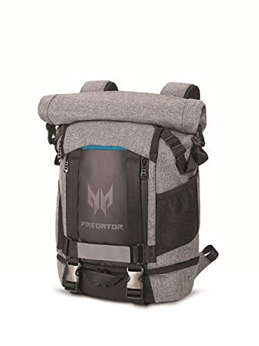 Acer Predator Rolltop Gaming Backpack, Water Resistant Lightweight Travel Backpack Fits and Protects Up to 15.6" Gaming Laptops, Grey with Teal Accents - Image 3
