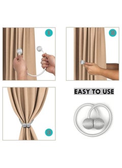ماركة غير محددة 2 Pairs Magnetic Curtain Tiebacks Curtain Straps Strong Magnetic Holder Buckle hooks for Home Sheer Blackout Drapes Blind Curtains Decorations Accessories سِتَارَة (4PCS Light Gray)  - Image 3