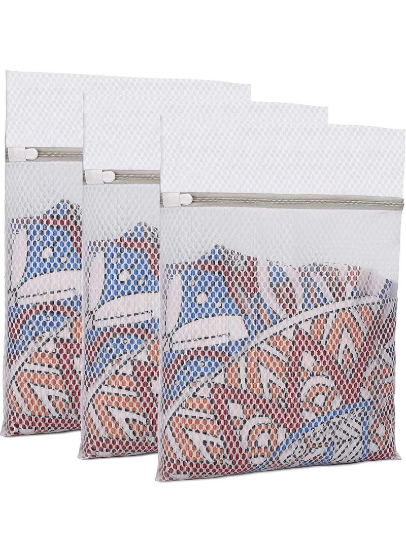 3-Pack Reusable Honeycomb Mesh Washing Machine Laundry Bags (30.48 x 40.64 CM) - Image 1