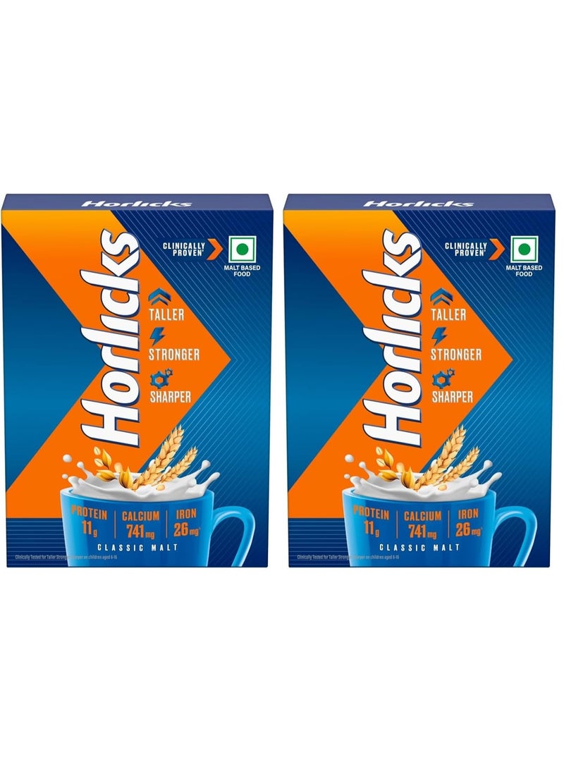 Horlicks Nutrition Drink Refill - 500 g - Classic Malt - Clinically Proven to make kids Taller, Stronger, Sharper (Pack of 2) - Image 1