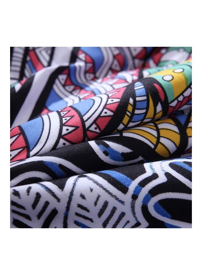 NIBEMINENT 3-Piece Bed Cover Set Polyester Blue/White/Orange - Image 3