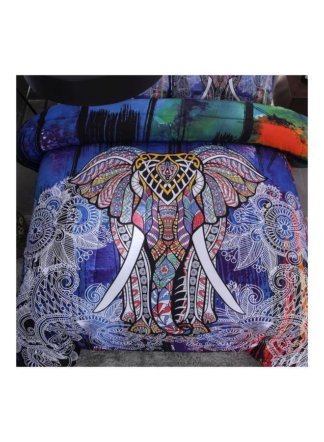 NIBEMINENT 3-Piece Bed Cover Set Polyester Blue/White/Orange - Image 5