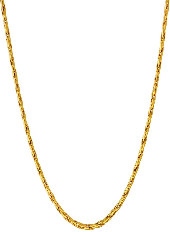 Lifetime Jewelry 2mm Twister Weave Chain Necklace for Women & Men 24k Gold Plated (18) - Image 1
