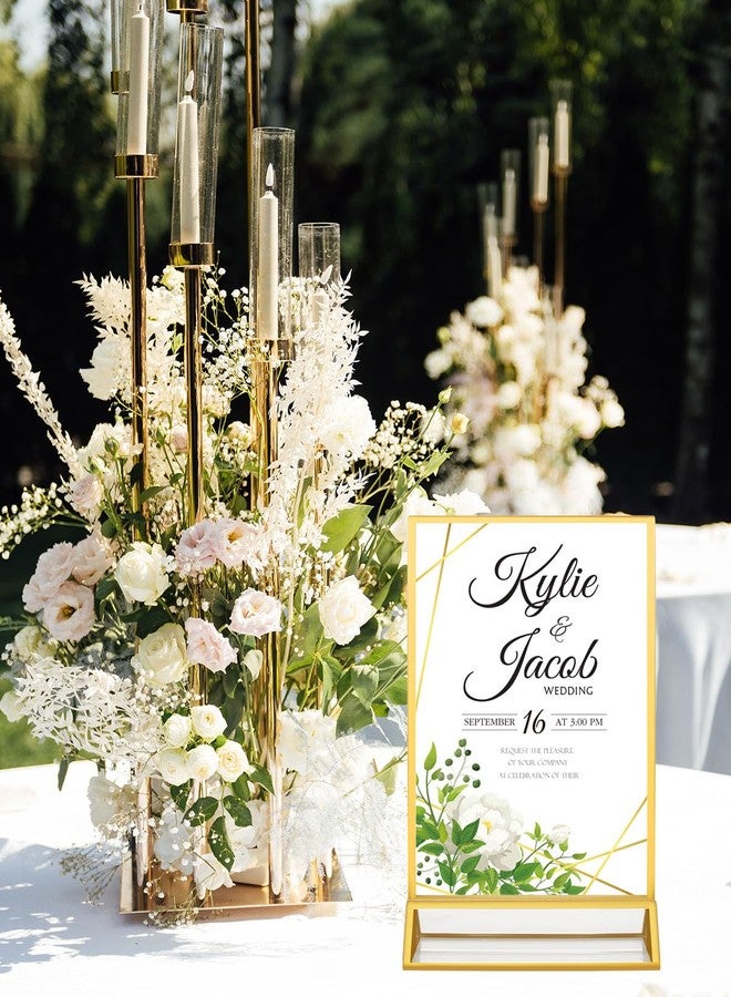 Alffun 12 Pack Gold Acrylic Sign Holders 4x6, Double Sided Vertical Stand Clear Picture Frame Stands, Menu Flyer Holder for Wedding Table Numbers, Restaurant Signs, Party and Office Photos - Image 2