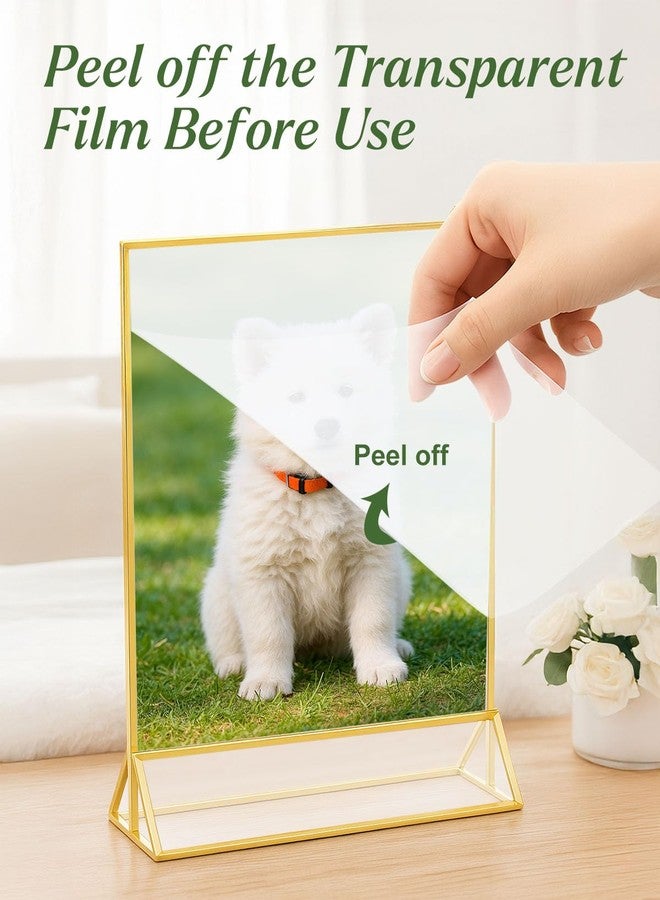 Alffun 12 Pack Gold Acrylic Sign Holders 4x6, Double Sided Vertical Stand Clear Picture Frame Stands, Menu Flyer Holder for Wedding Table Numbers, Restaurant Signs, Party and Office Photos - Image 3
