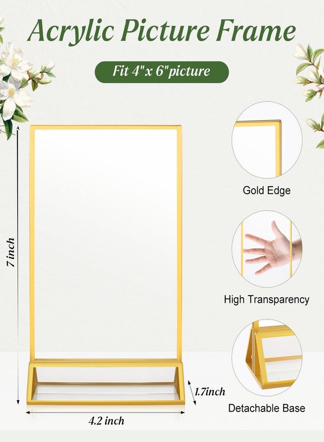 Alffun 12 Pack Gold Acrylic Sign Holders 4x6, Double Sided Vertical Stand Clear Picture Frame Stands, Menu Flyer Holder for Wedding Table Numbers, Restaurant Signs, Party and Office Photos - Image 4