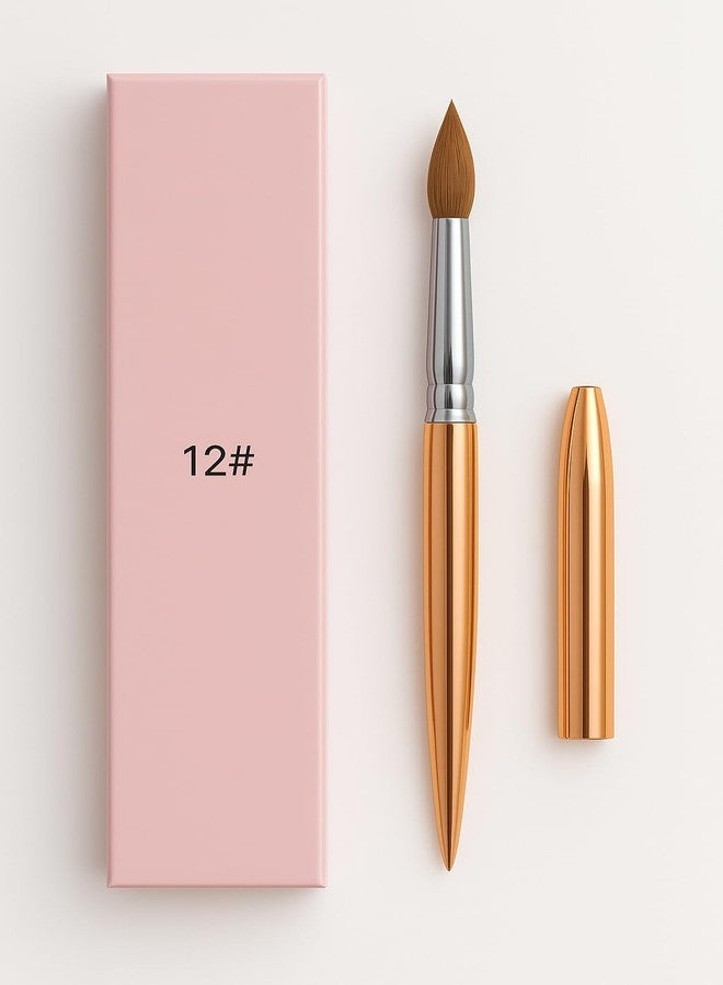 KIRA Professional Lip Brush #12, Rose Gold Handle, Natural Hair Bristles with Cap - Image 1