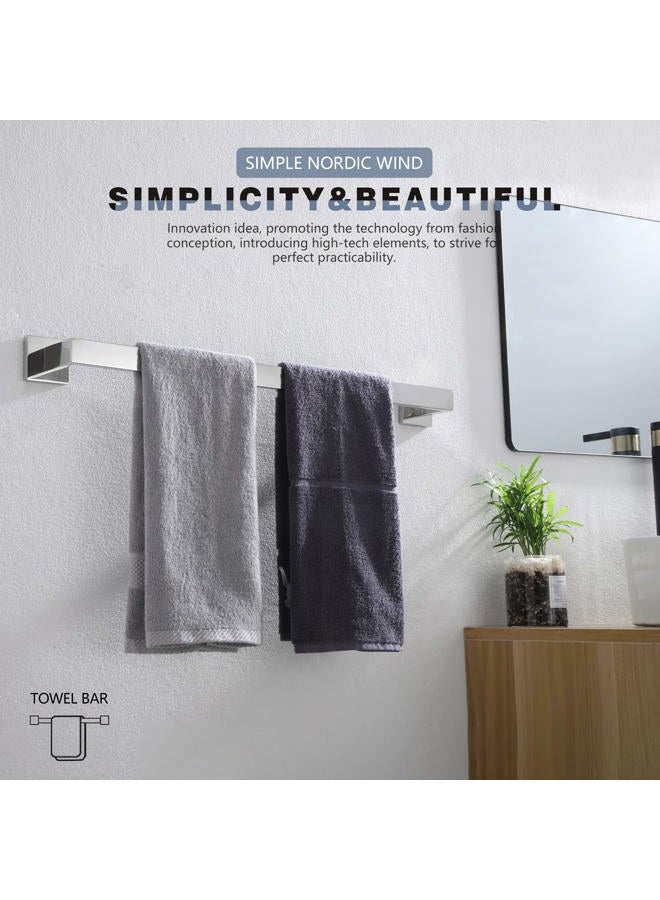 KOKOSIRI 24-Inch Bath Towel Rail, Bathroom Kitchen Towel Holder, Wall Mounted SUS304 Stainless Steel Towel Rack, Polished Chrome, B4003CH-L24 - Image 3