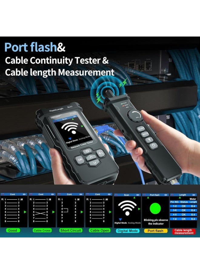نويافا جهاز اختبار كابلات الشبكة NOYAFA NF-8506 مع أداة تجعيد RJ45، وجهاز اختبار شبكات CAT5 وCAT6، وفحص IP، واختبار PoE Ping، واختبار معدل نقل البيانات، وتحديث المنافذ، وجهاز اختبار كابلات إيثرنت RJ45 وRJ11 مع أداة تجعيد وتجريد. - Image 5