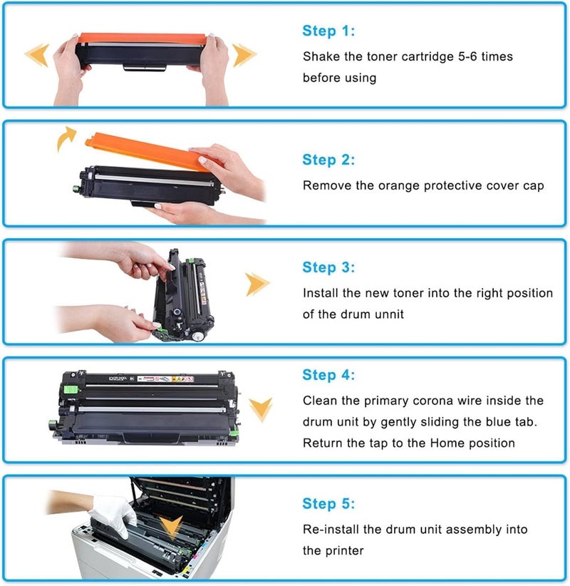 كول تونر حزمة خرطوشات حبر بأسعار معقولة من نوع Cool Toner TN247 وTN-243CMYK، متوافقة مع أجهزة Brother من طرازات TN243، DCP-L3550CDW، DCP-L3510CDW، HL-L3210CW، HL-L3230CDW، MFC-L3750CDW، MFC-L3710CW – الألوان: أسود، أزرق، أصفر، مغناطيسي (5 خرطوشات في الحزمة). - Image 5