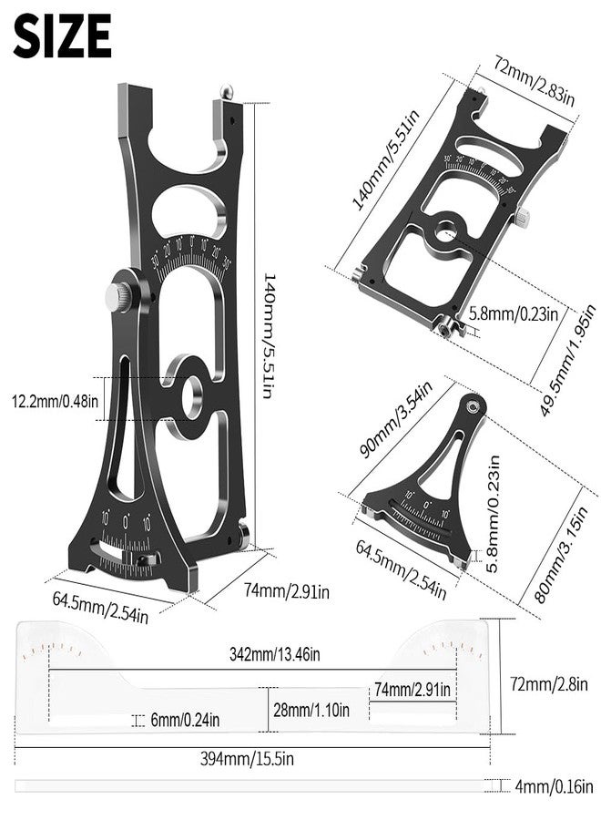 GLOBACT RC Set-Up System Kit Measure/Adjust Front Rear Camber/Front Rear Toe Angles for RC 1/8 Off-Road Cars (Black) - Image 2