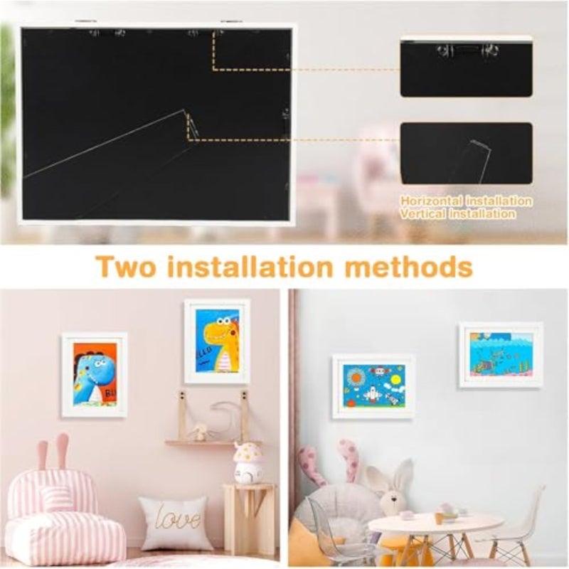 2PCS Art Frame, A4 Front Opening Artwork Display Frame with High Capacity Storage for Drawings Crafts Schoolwork Art Projects, Easy Change Wall or Table Display, 2 Color - Image 5
