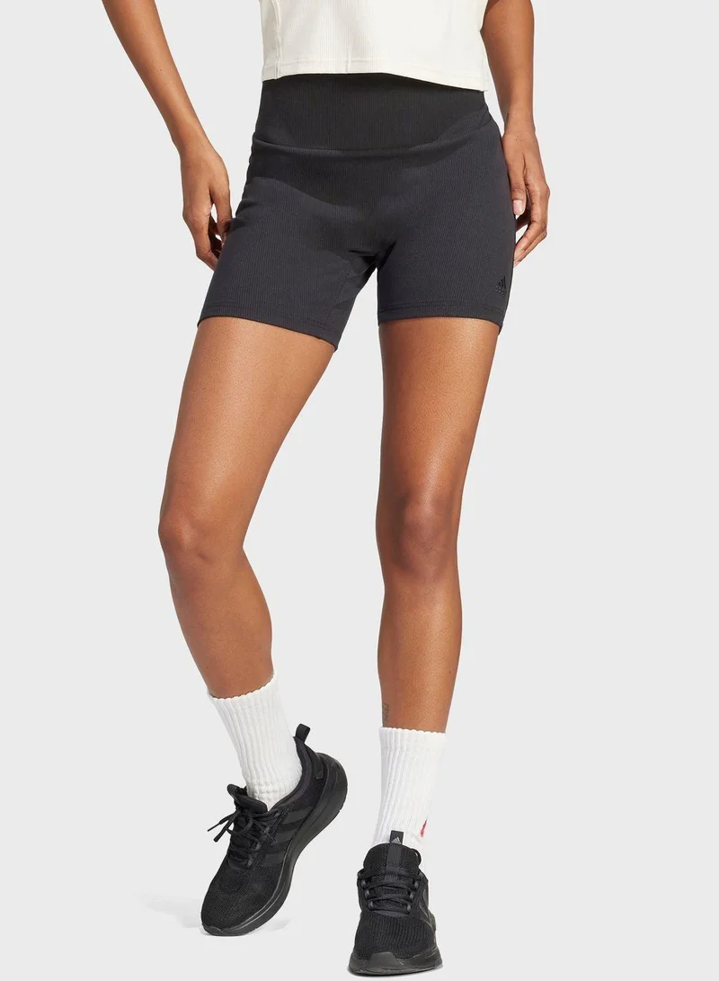 Adidas W Lng Rib Biker Black Training Tights 2XS