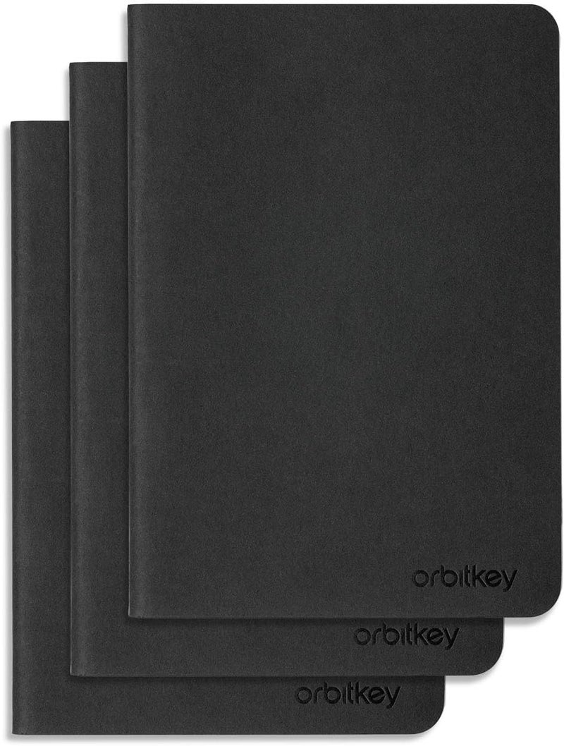 Orbitkey Orbitkey A5 Notepad with Line Page and 80 Sheet  Soft Cover Journal Writing Notebook for School Travel Office Business  Compatible for Compendium A5  98 x 126 Black Finish Pack of 3 - Image 1