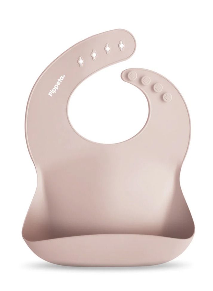 Pippeta Baby Silicone Bib – Premium Food-Grade, Dishwasher Safe, BPA-Free, Soft & Waterproof with Food Catcher Pocket, Adjustable Neck, Easy to Clean & Roll for Travel, Ash Rose - Image 1
