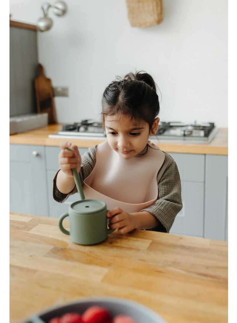 Pippeta Baby Silicone Bib – Premium Food-Grade, Dishwasher Safe, BPA-Free, Soft & Waterproof with Food Catcher Pocket, Adjustable Neck, Easy to Clean & Roll for Travel, Ash Rose - Image 3