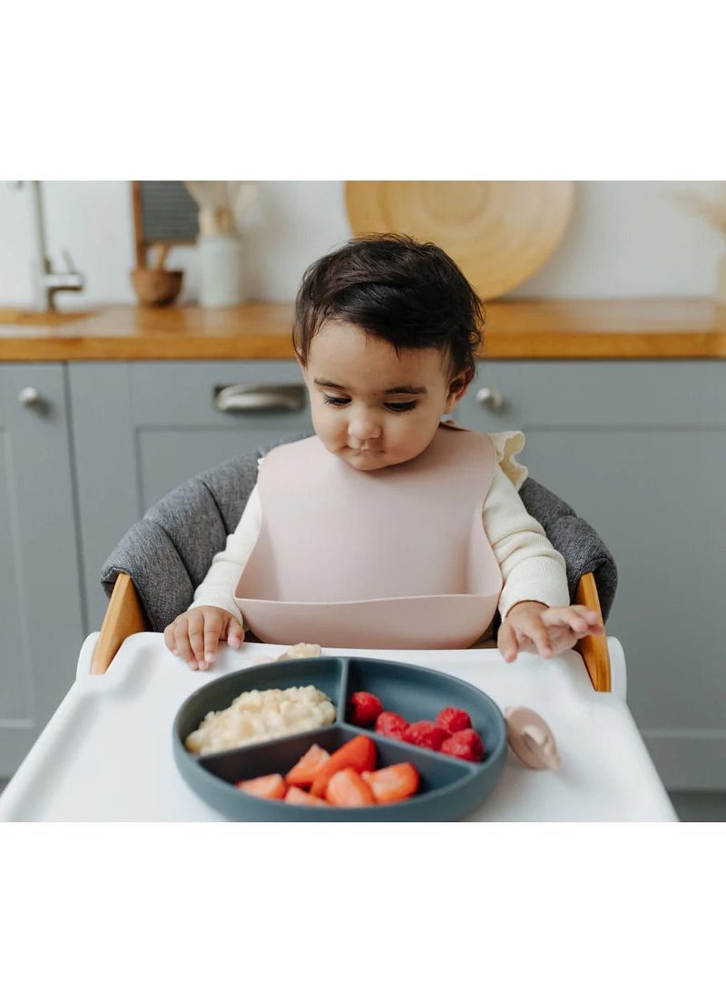 Pippeta Baby Silicone Bib – Premium Food-Grade, Dishwasher Safe, BPA-Free, Soft & Waterproof with Food Catcher Pocket, Adjustable Neck, Easy to Clean & Roll for Travel, Ash Rose - Image 2