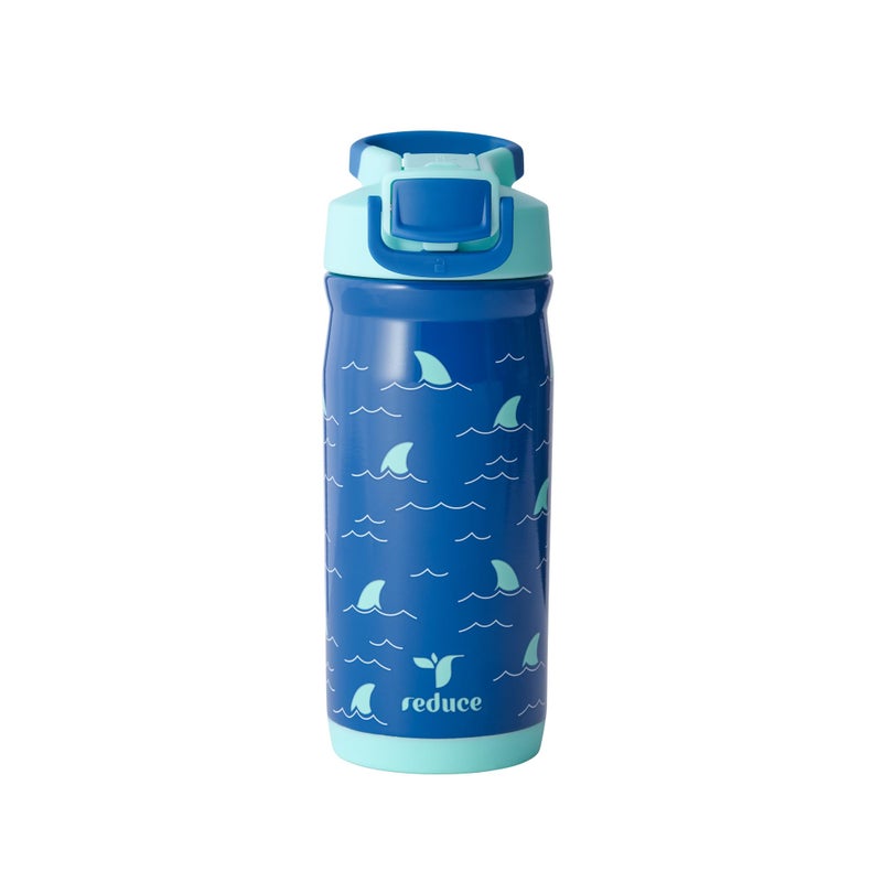 Reduce Hydrate Pro Kids 14oz Stainless Steel Insulated Water Bottle w/Straw â€“ Spill Proof Tumbler for Kids â€“ 30 Hour Cold Retention â€“ Dishwasher Safe Leak-Proof Design - Shark Bait - Image 1