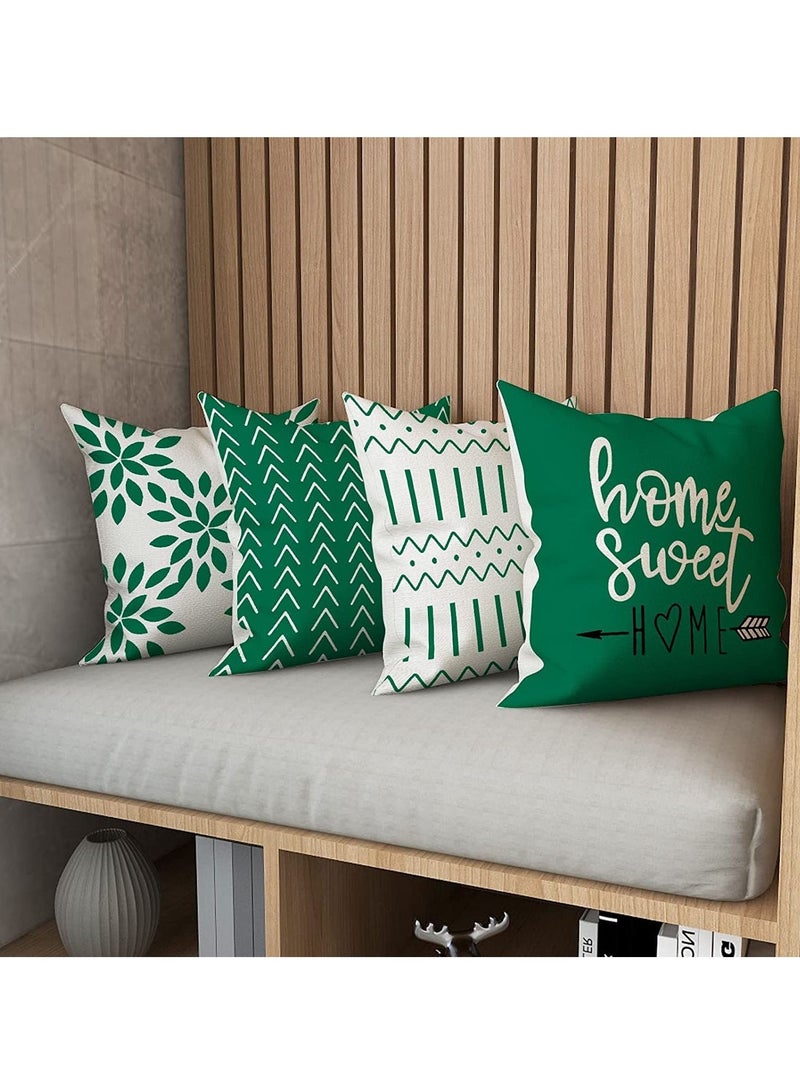 SYOSI Throw Pillow Cover, Modern Sofa Decorative Pillow Covers 18x18 Set of 4, Outdoor Linen Fabric Pillow Case for Couch Bed Car Home Sofa Couch Decoration 45x45cm (Green, 18x18,Set of 4) - Image 2