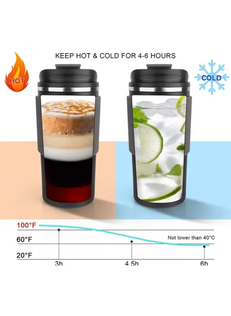 Infinity Travel Coffee Mug, Stainless Steel Coffee Tumbler, Thermos, Double Wall Vacuum Insulated Tumbler, 450 ML, 15 OZ, Leak Proof, Hot and Cold, BPA Free (Black)  - Image 5