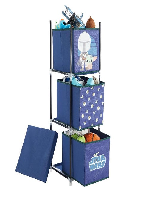Idea Nuova Star Wars Grogu aka The Child 3 Tier Fabric Storage Organizer with 3 Cubes and Removable Lid
